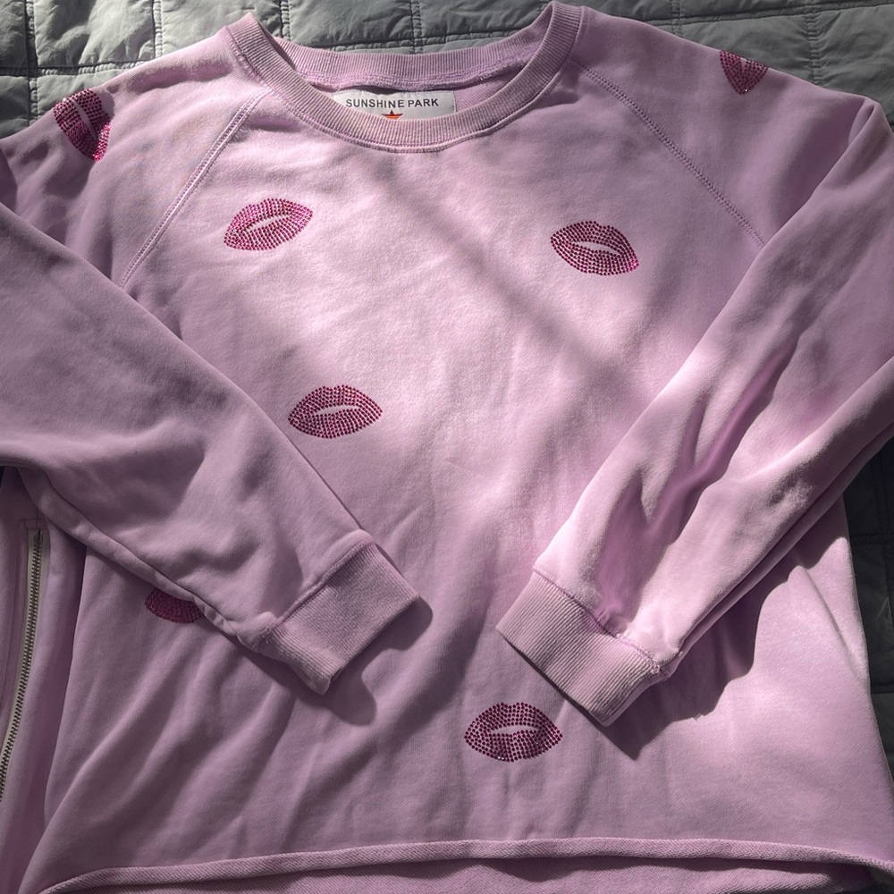 Pink Sweatshirt with Lip Print